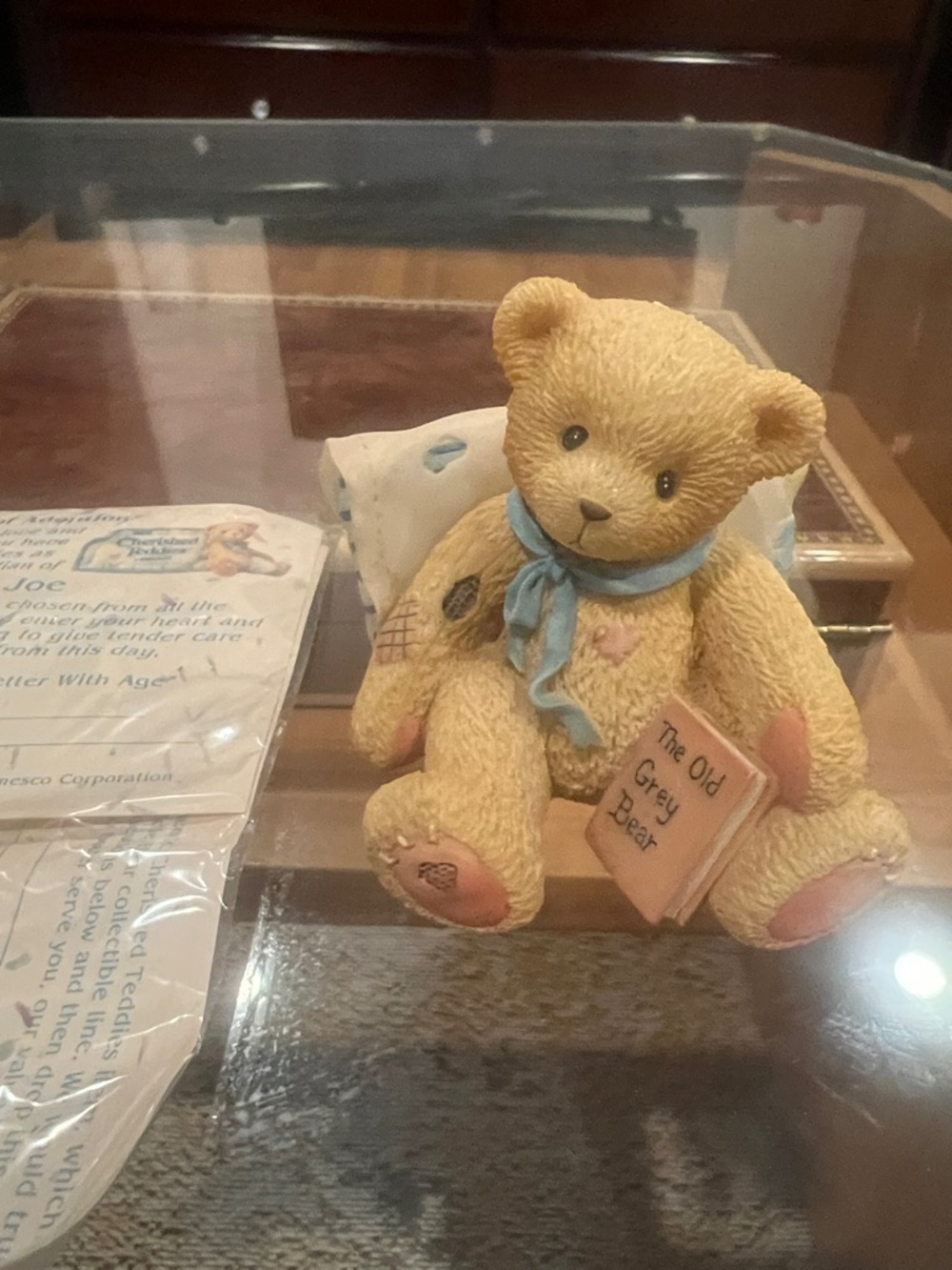 Cherished Teddies Beige and Blue Adoption Certificate